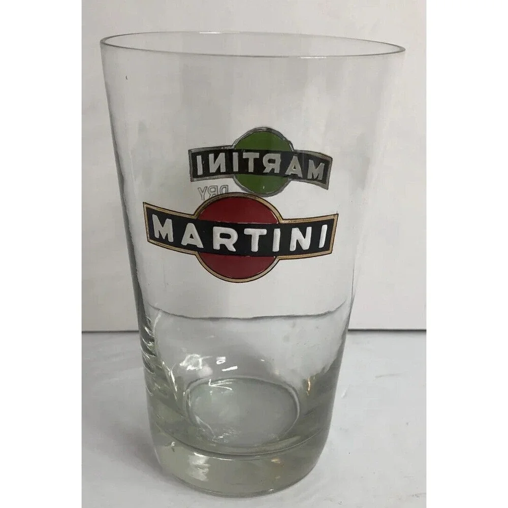 Martini Dry Glass Large Cocktail Enamel Vintage 6.5